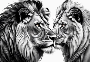Realistic lion and lioness 
bonding tattoo idea