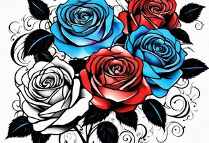 roses with a blue flame burning them tattoo idea