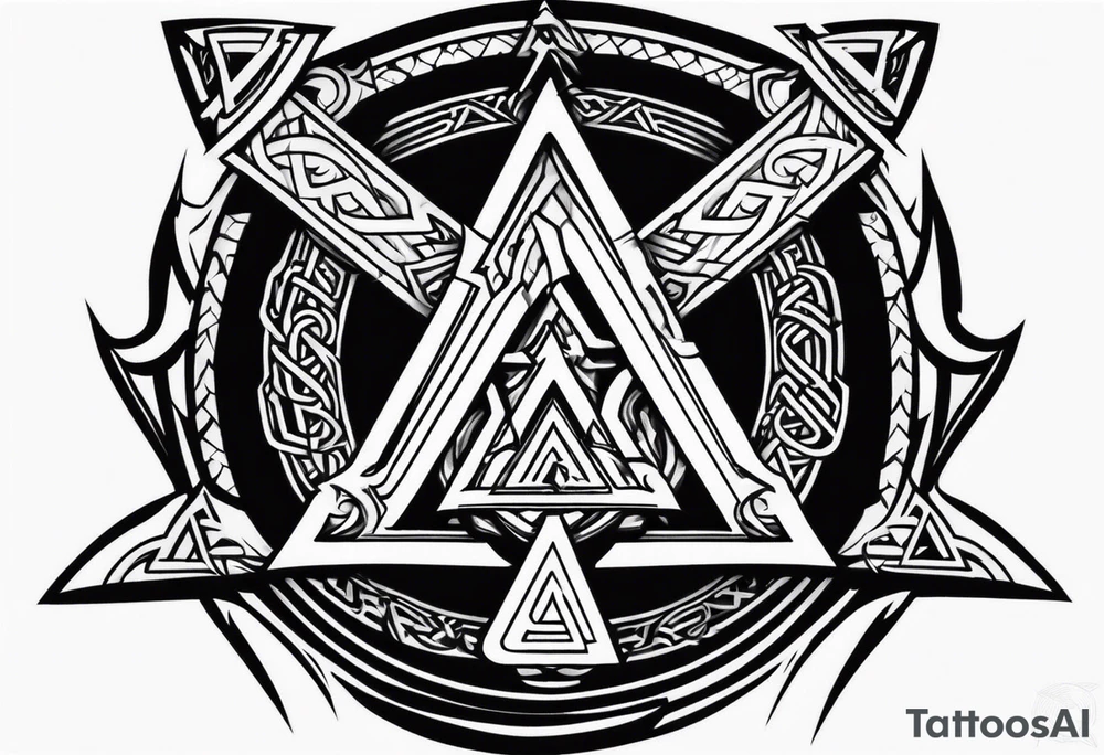 Valhalla shield sword valknut axe tattoo idea
