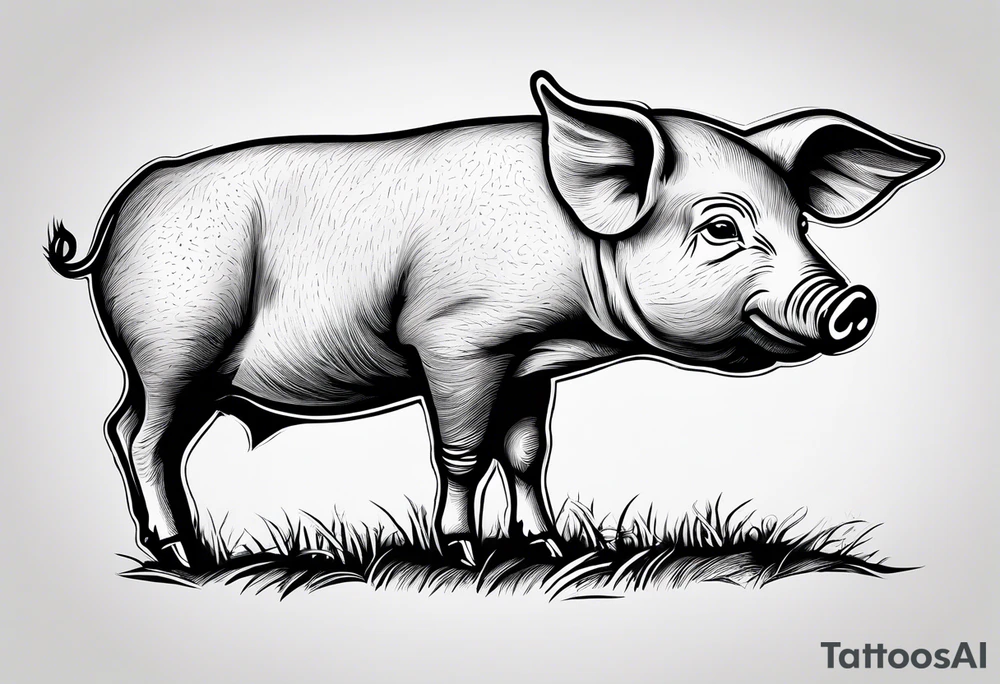 simple drawing of piglet or pig with text: "Friends. Not Food" included.
draw with very thin lines and no shading tattoo idea