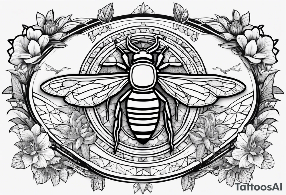 bee in the center of tattoo, alligator on the side, magnolia's around them with a pelican on top tattoo idea
