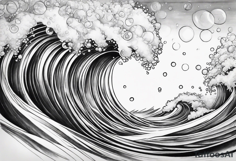 ocean waves bubbles tattoo idea