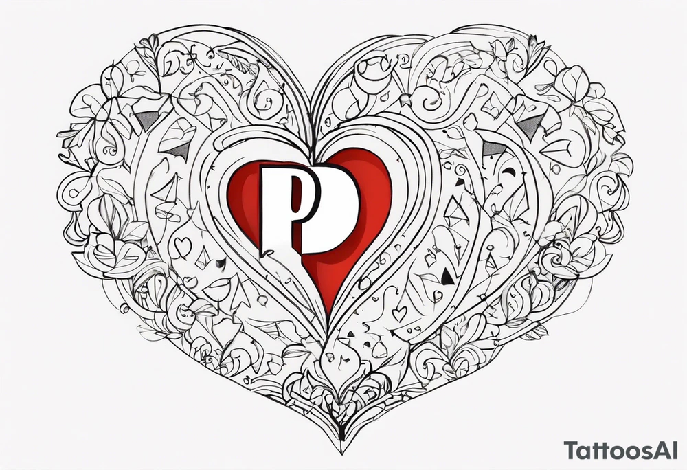 Heart made with letters p, s, and o tattoo idea