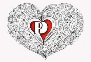 Heart made with letters p, s, and o tattoo idea