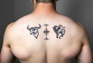 Male forearm combining Taurus and Aquarius tattoo idea