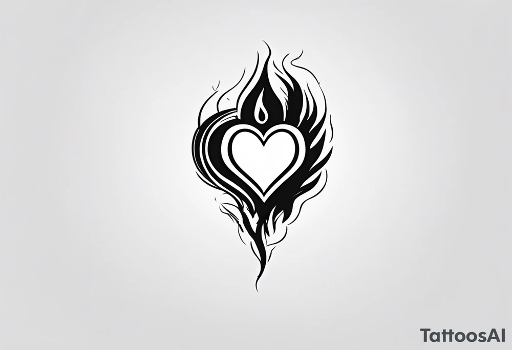 Heart on fire tattoo idea