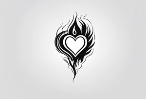 Heart on fire tattoo idea