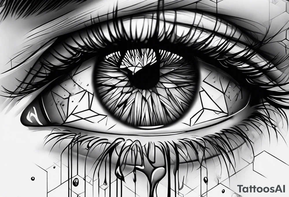 Realistic eye crying tattoo idea