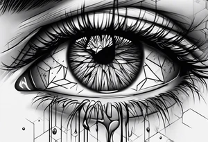 Realistic eye crying tattoo idea