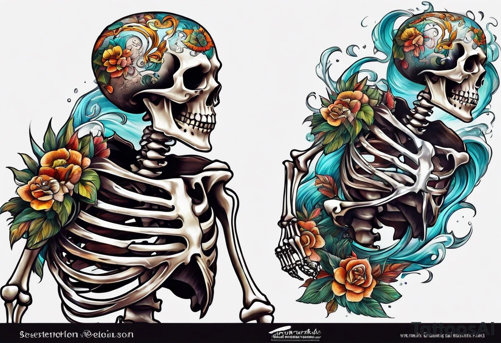 skeleton running from the world tattoo idea
