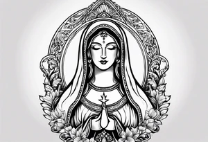 virgin maria holds 1 candle in her hand, tattoo should be full color tattoo idea