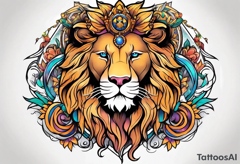 Leo zodiac sign couple tattoo idea