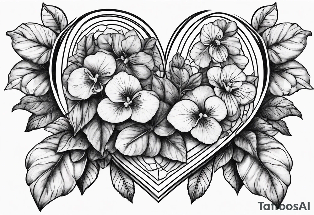 Heart made with violets tattoo idea