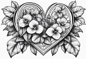 Heart made with violets tattoo idea