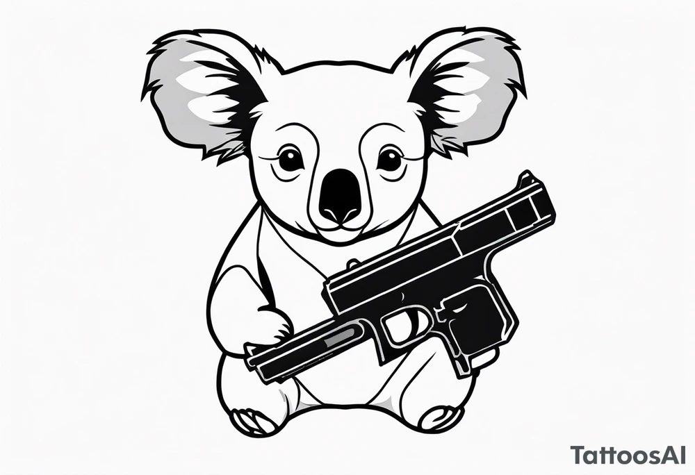 Koala holding two pistols tattoo idea