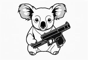 Koala holding two pistols tattoo idea