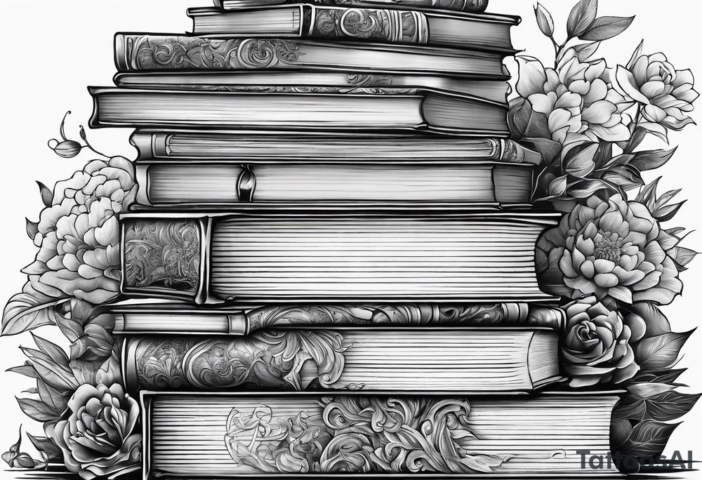Piles of books tattoo idea