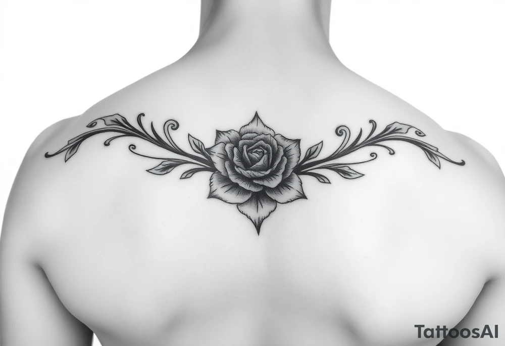 Make something similar to this. It should be a small, unique floral design. Use soft shading. tattoo idea