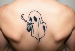 Cute ghost smoking a bong tattoo idea