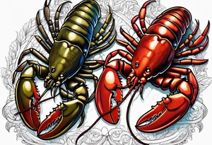 Lobster couple tattoo tattoo idea