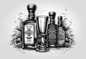 Windsor Canadian whiskey and glass and dog tags tattoo idea