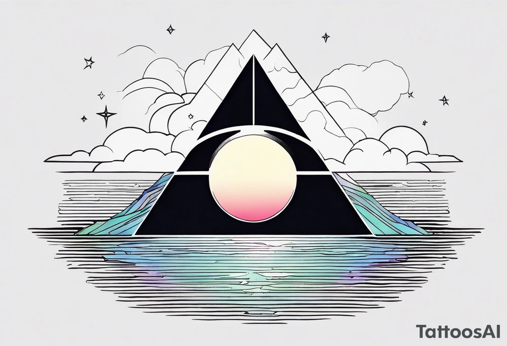 prism light similar to dark side of the moon cover tattoo idea
