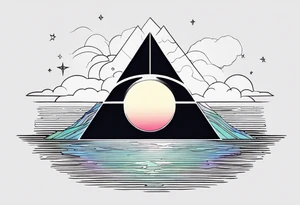 prism light similar to dark side of the moon cover tattoo idea