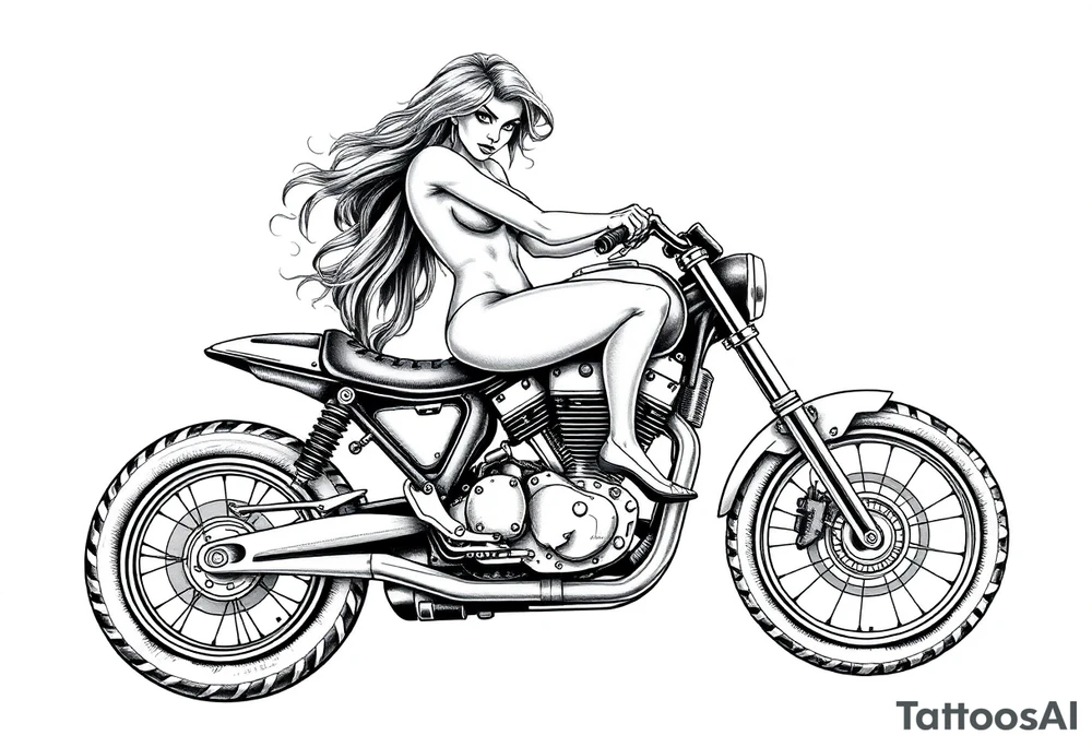 naked girl on motorcycle, slut, angry tattoo idea