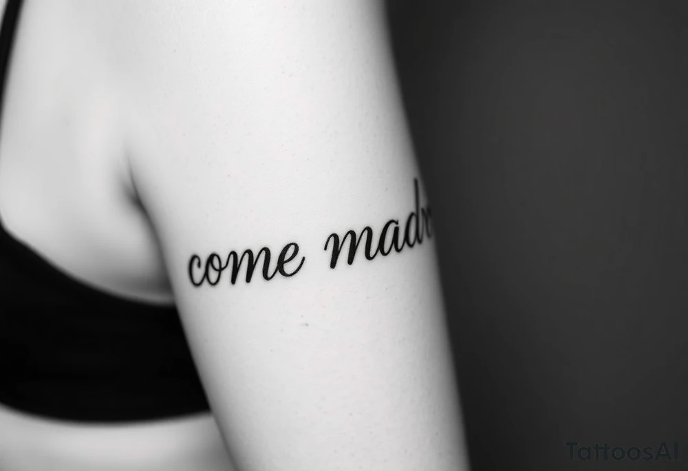i want the phrase “ come madre” in script writing on a female on the inside of her left arm where the elbow crease is tattoo idea