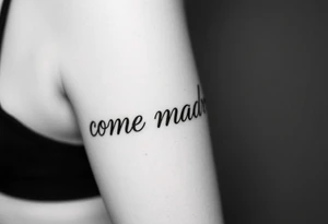 i want the phrase “ come madre” in script writing on a female on the inside of her left arm where the elbow crease is tattoo idea