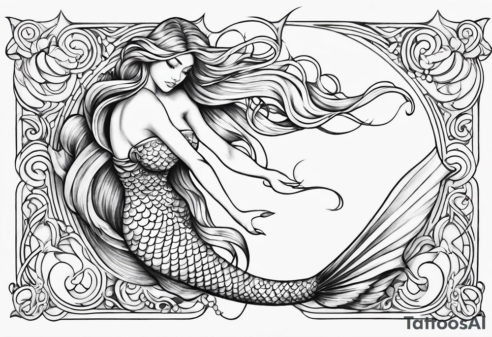 Draw me a nice magical mermaid fish tail tattoo idea