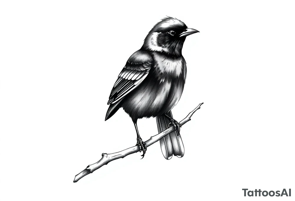 male eurasian blackbird sitting on a branch tattoo idea