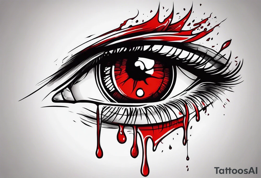 Bleeding one red eye tear sleeve tattoo design tattoo idea