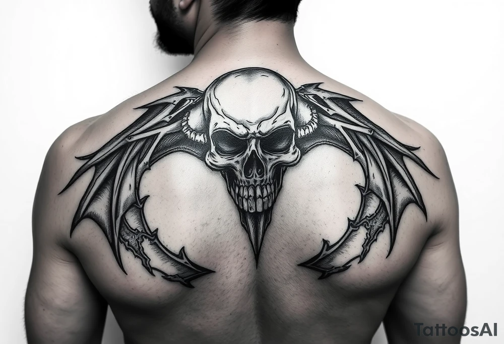 Tattoo in style dark work in horror, dark art, gothic and creepy art. people and all very gothic and scary. tattoo idea