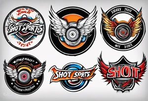 hockey puck with wings that says "SHOT SPORTS" tattoo idea
