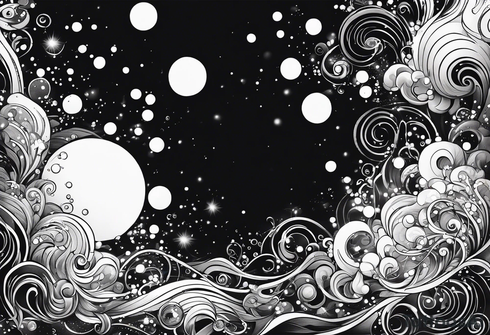 Draw me some magical really simple underwater bubbles and simple stars tattoo idea