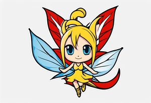 A fairy with a tail that is the fairy in the Fairy Tail anime guild logo in the same position tattoo idea