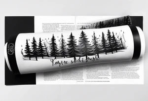 Pine trees with a bible verse about being yourself forearm sleeve tattoo idea