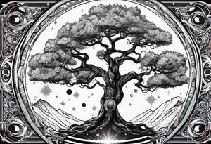 Tree with Jedi symbol and a together forever through time and space tattoo idea