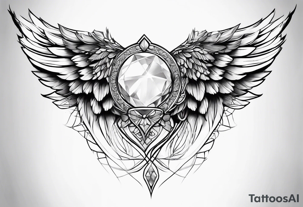 Diamond angel wings tattoo idea