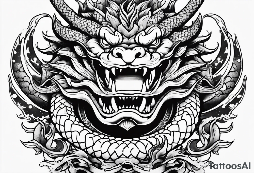 Shenron Americana style tattoo with minimal details tattoo idea