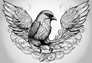 Black and white bird outline tattoo idea