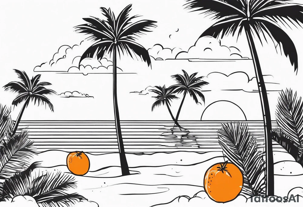 Palm trees oranges beach tattoo idea