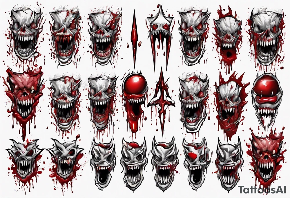 Sharp teeth
Pattern 
Horror
Blood tattoo idea