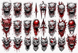 Sharp teeth
Pattern 
Horror
Blood tattoo idea