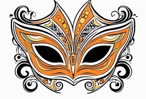 Laughing Male masquerade mask with orange and black circles tattoo idea