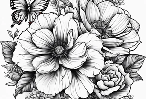 c cection scar needle and thred, flowers, butterfly tattoo idea