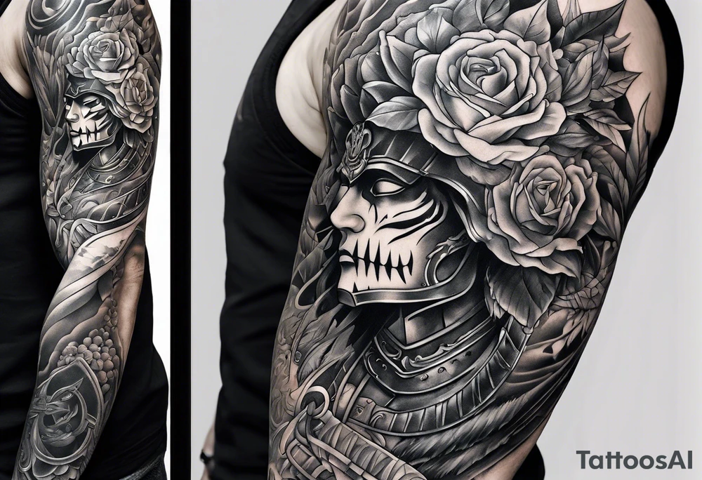 Armor for upper arm and chest tattoo idea