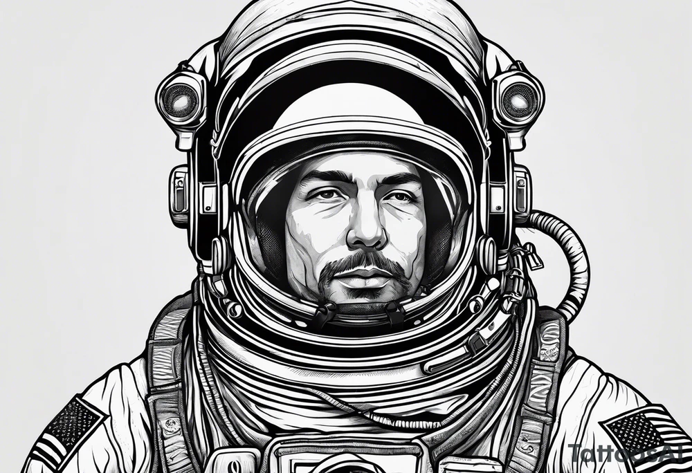 Astronaut wearing a peace bandana tattoo idea