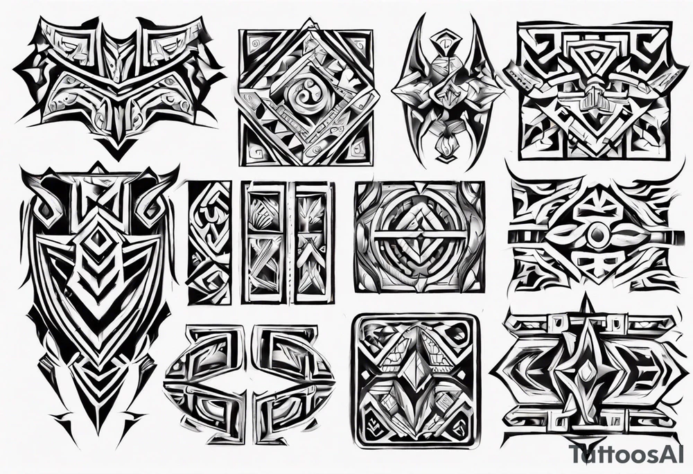 Block Tribal shaped for male left hand pectoral tattoo idea
